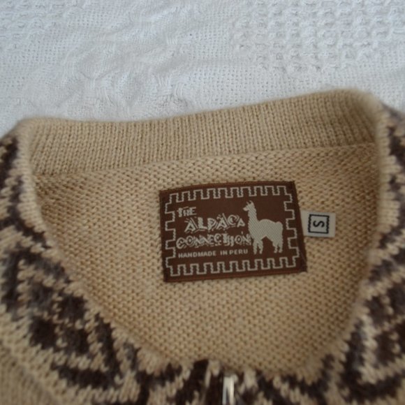 The Alpaca Connection Womens S Full Zip Sweater Nordic Print Blue Peru - Picture 9 of 16